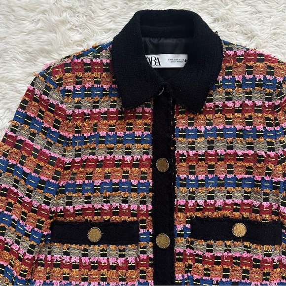 Zara Jacket Textured Cardigan Cropped Blazer Bloggers Favorite Multicolor Sz XS - Picture 7 of 13